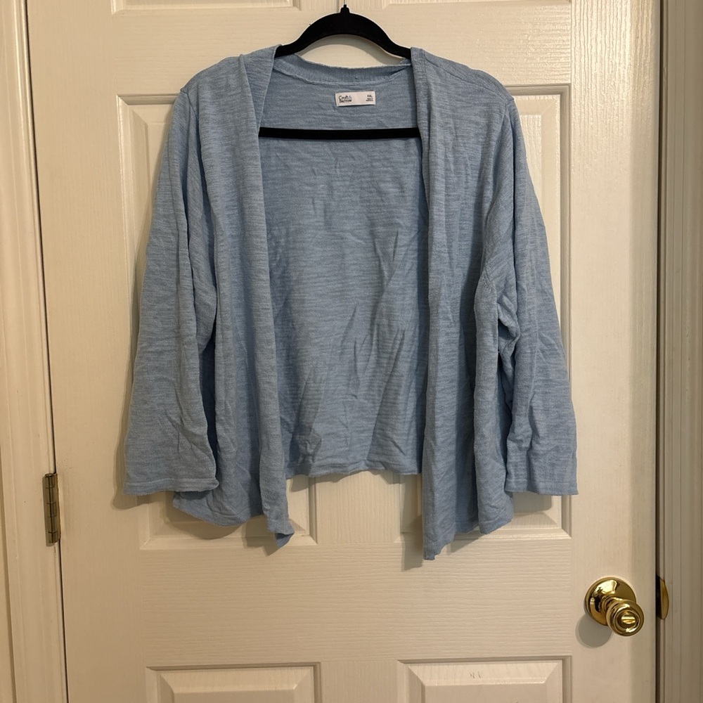 croft & barrow Light Blue Open-Front Cardigan